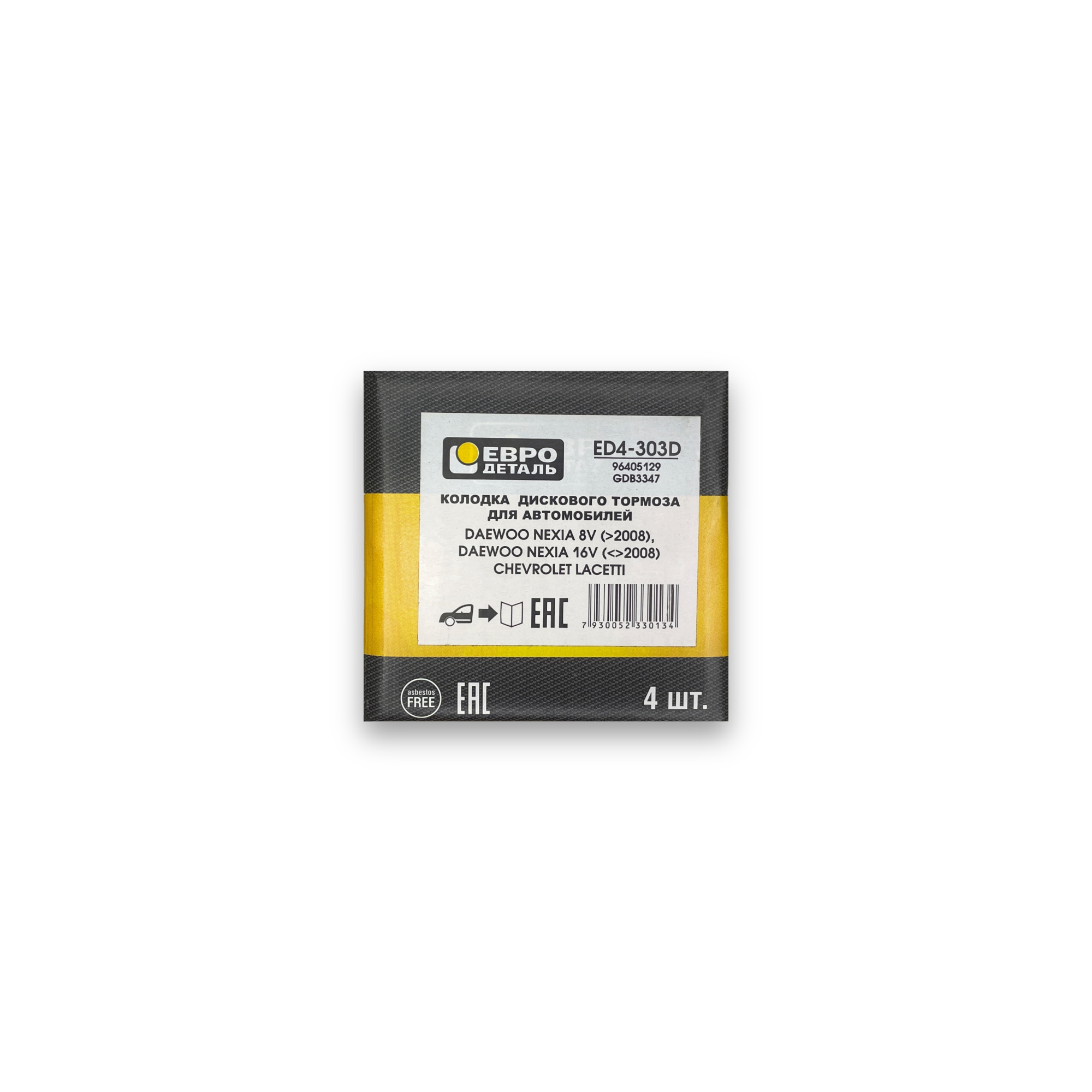ED4-303D - Колодки тормозные передние для Daewoo Nexia 16v, Chevrolet Lacetti - Евродеталь